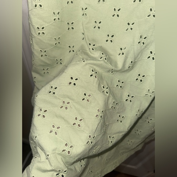 ASOS Design green eyelet peasant A-line mini dress - Picture 7 of 8